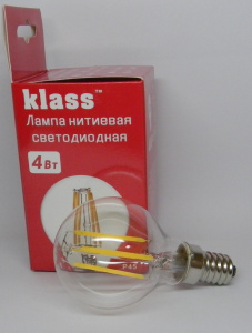 Лампа с/д KLASS 4W E14 6000K филамент 