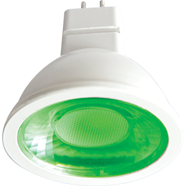 Лампа с/д ECOLA MR16 GU5.3  4.2W зеленый, прозрачное стекло