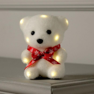 Фигура световая "Медведь в бабочке", 13 LED, 12х9х8 см, фиксинг, от батар., Т/БЕЛЫЙ 4843984