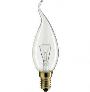 Лампа свеча на ветру 40W Е14 прозрачная