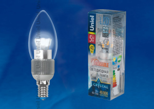 Лампа с/д UNIEL LED-C37P-5W/NW/E14/CL/DIM ALC03SL диммируемая