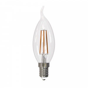 Лампа с/д UNIEL LED-CW35-9W/3000K/E14/CL свеча на ветру, прозрачная