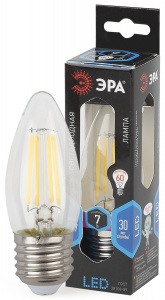 Лампа с/д ЭРА F-LED B35-7W-840-E27 4000K свеча филамент 