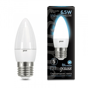 Лампа с/д GAUSS LED-CANDLE 6.5W E27 4100K