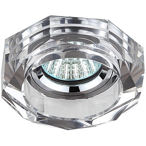 Светильник ЭРА DK6 CH/SL декор стекло объемный многог. MR16 12V/220V 50W GU5,3 хром/зерк.