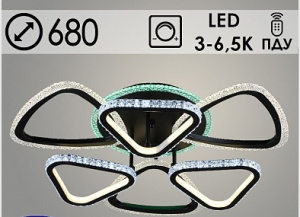 Люстра YH493/3+3 BK черный LED 3х(12W+22W) 3000K+6500+1х12W 1000 MCD ПДУ диммер d680