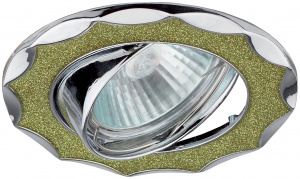 Светильник ЭРА DK17 CH/SH CY декор "звезда  со стеклянной крошкой" MR16 12V/220V 50W, хром/салатовый