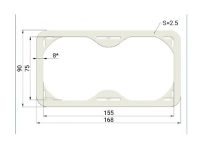 Прямоугольник армирующий для сдвоенного светильника 75х155мм PROFI (ОПТИМПЛАСТ)