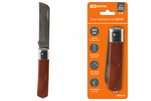 Нож электрика НЭ-01, 205мм, деревянная рукоятка TDM
