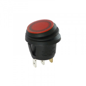 Выключатель REXANT 36-2595 клавишный 250V 6А (3с) ON-OFF круглый красный с подсветкой влагозащит.