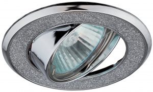 Светильник ЭРА DK18 CH/SH SL декор "круглый  со стеклянной крошкой" MR16 12V/220V 50W хром/серебря