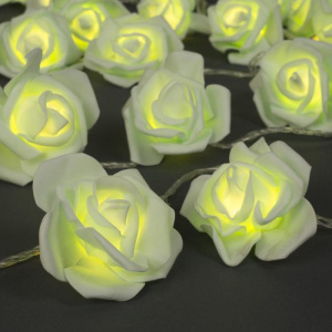 Гирлянда с/д НИТЬ 5 м с насадками"Розы зелёные" IP20, прозрачная нить,20 LED,свечение тёплое белое
