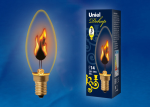 Лампа  IL-N-C35-3/RED-FLAME/E14/CL, "'эффект пламени" свеча