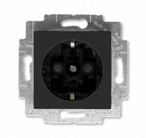 ABB EPJ Levit антрацит/дымчатый чёрный Розетка с заземлением со шторками (2CHH203457A6063)