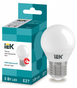Лампа с/д 5W шар E27 4000K IEK Лампа с/д 5W шар E27 4000K IEK