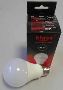 Лампа с/д KLASS A65 15W E27 4000K Premium