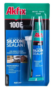 Герметик AKFIX 100E Универсальный силикон ТЮБИК 50мл БЕЛЫЙ