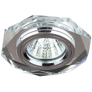 Светильник ЭРА DK5 CH/SL декор"стекло многогр." MR16, 12V,50W, GU5.3 зер. хром