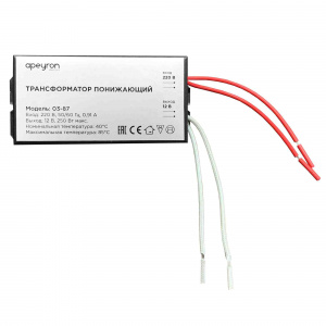 Трансформатор APEYRON понижающий для галоген.ламп 12V 80-250W IP20  105х48х27 металл черный 03-87