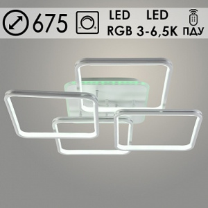 Люстра DK06021/4 PR WH+SILVER белый/серебро 168W+10W LED RGB 3000-6500K d675 ПДУ(ИК) диммер