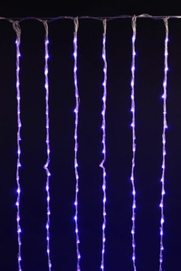 Гирлянда с/д A-039 ЗАНАВЕС 1,5х2,8м (10х56)LED "ВОДОПАД" провод прозрачный, влагозащищенный, СИНИЙ