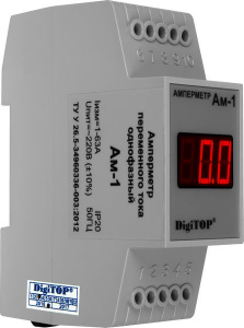 Амперметр АМ-1 DigiTOP, установка на DIN-рейку