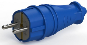 Вилка штепс. прямая с/з евро каучук синий 16А 220В NE-AD 4601