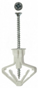 Дюбель бабочка для гипсокартона TNF-W с шурупом