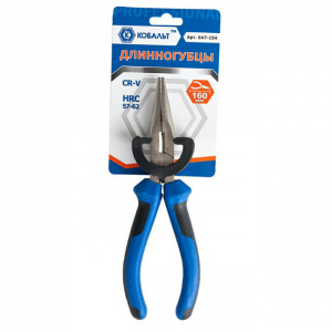 Длинногубцы КОБАЛЬТ 160 мм, CR-V 647-154