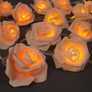 Гирлянда с/д НИТЬ 5 м с насадками"Розы оранжевые"IP20, прозр.нить,20 LED,свечение теплое бел.3612375