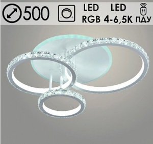 Люстра DK5864/3 WH белый 150W+8W LED 4000-6500K RGB d500 ПДУ диммер