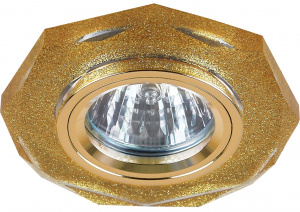 Светильник ЭРА DK5 SHGD декор стекло многогранник MR16 12V/220V 50W GU5,3 золотой блеск/золото