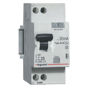 Автоматический выключатель диф. тока 1P+H 25A 30мА RX3 LEGRAND 419401