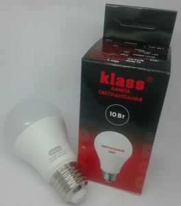 Лампа с/д KLASS A60 10W E27 4000K Premium