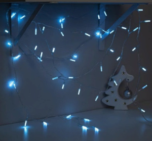 Гирлянда «Нить» 5 м с насадками «Хрусталики», IP20, прозрачная нить, 50 LED,свечение аквамарин,8 реж Гирлянда «Нить» 5 м с насадками «Хрусталики», IP20, прозрачная нить, 50 LED,свечение аквамарин,8 реж