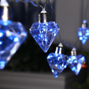 Гирлянда "Нить" 3 м с насадками “Лампочки кристалл", IP20,прозрачная нить, 80 LED,свечение синее