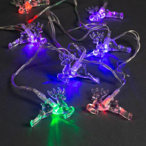 Гирлянда с/д НИТЬ 5 м с насадками "Олени", IP20, прозр.нить, 20 LED, свечение мульти, мигание,541553