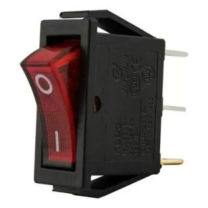 Клавишный переключатель YL202-03 вкл-откл 1гр. конт. черный/красный с подсв. Энергия