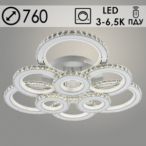 Люстра XI3900C/9 WT+CR белый+хром 216W LED 3000-6500K d760 ПДУ диммер crst,mobile